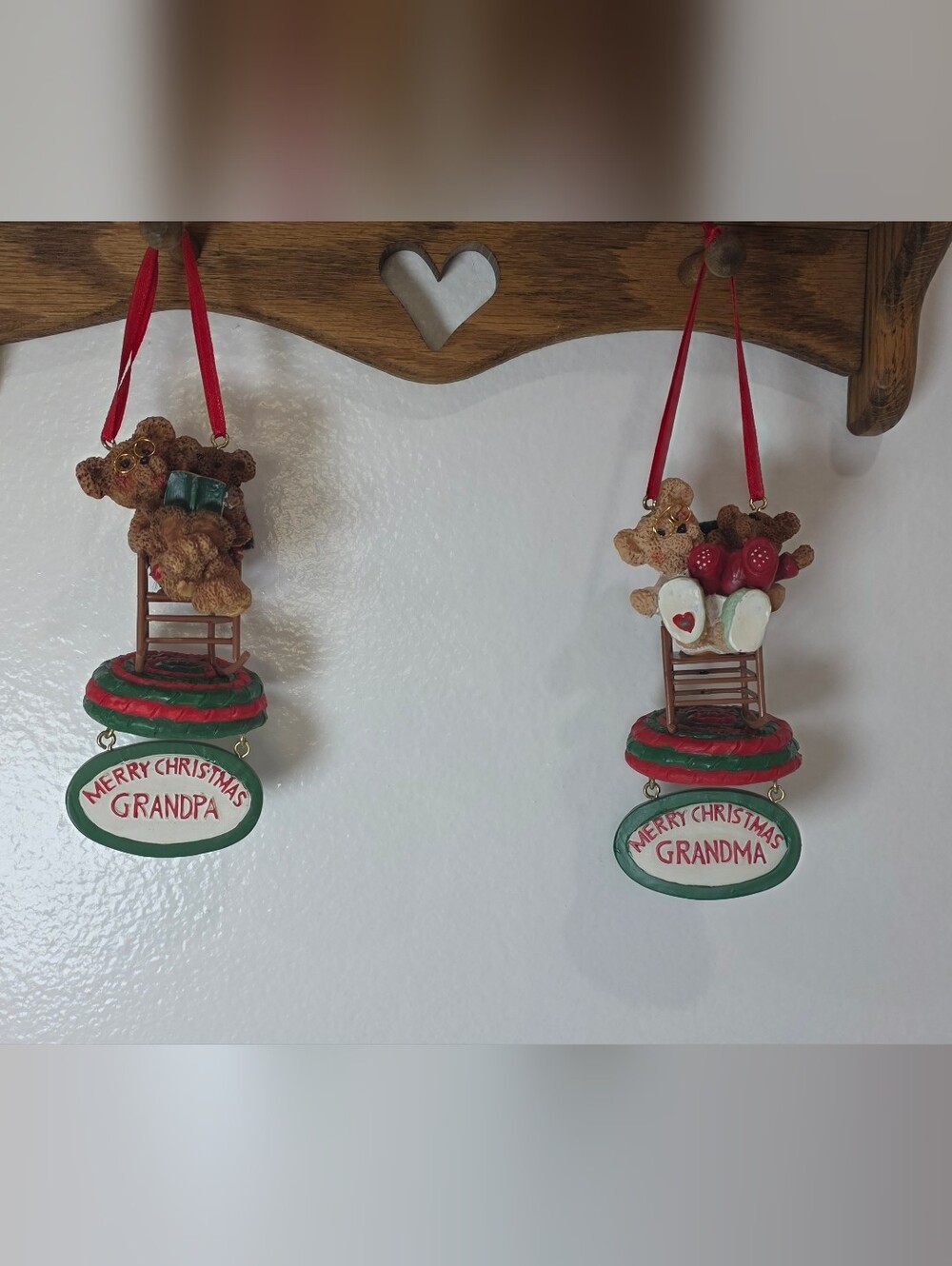🎄 Vintage Merry Christmas Grandpa Grandma Kurt S. Adler Rocking Chair Bears Set